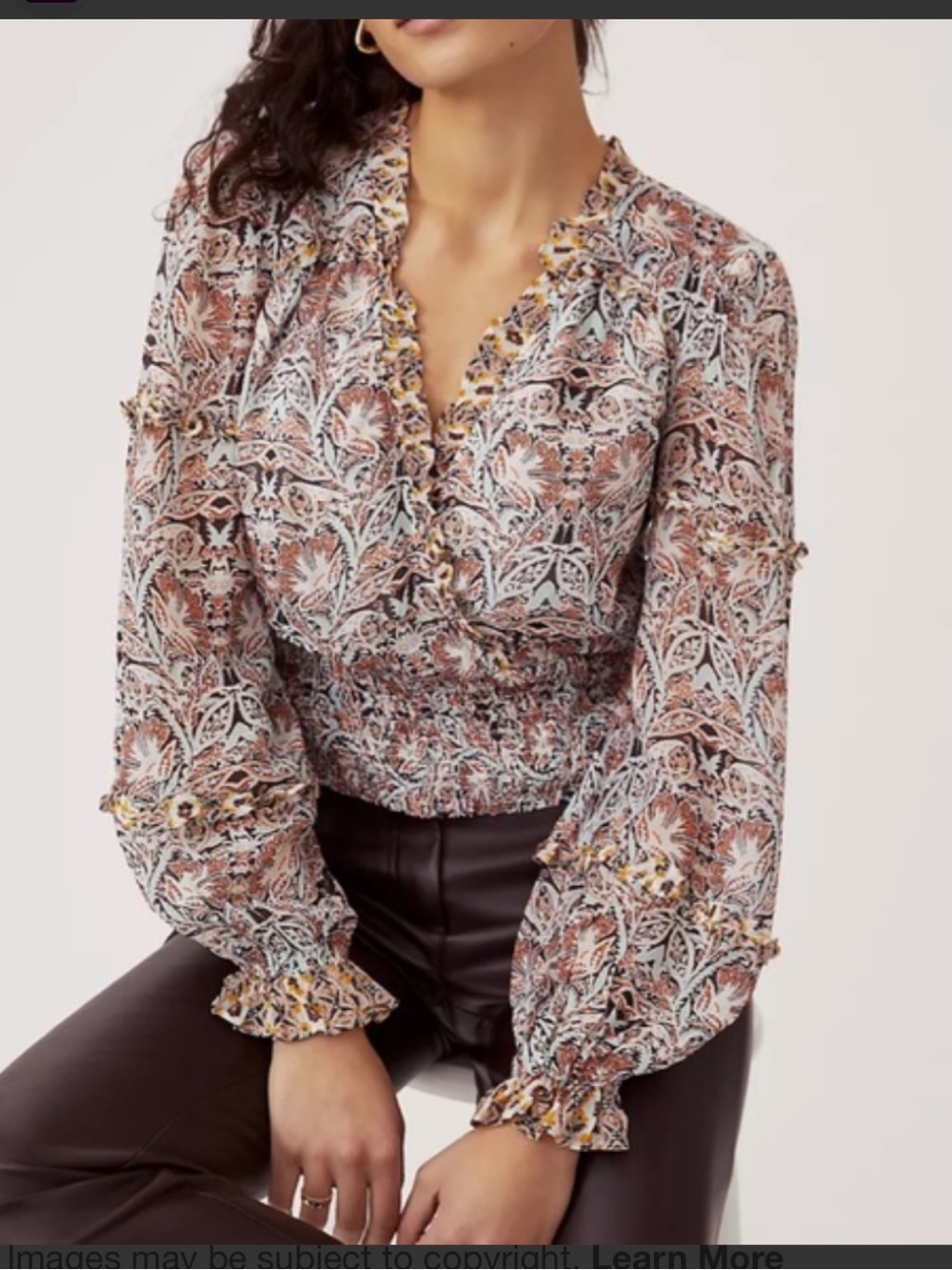 New Anthropologie Maeve Printed Ruffle Blouse